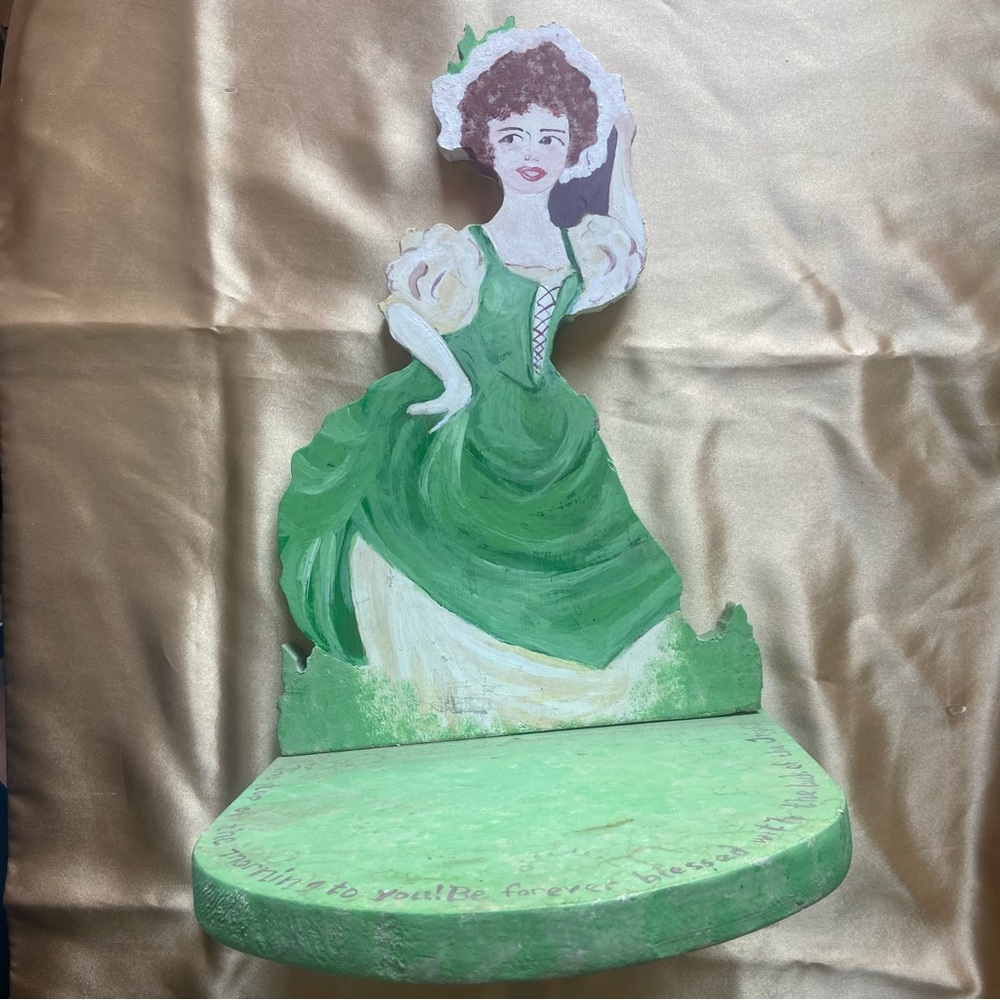 Vintage Hand Painted Lady Wood Shelf #8575 💎
